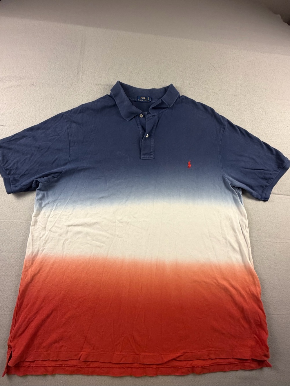 Polo by Ralph Lauren Men's Navy White Red Ombre Cotton Polo